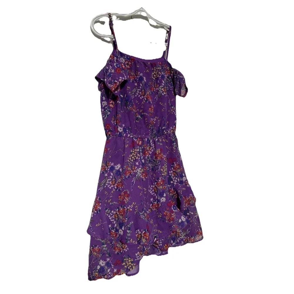 Children's Place Purple Floral Cold Shoulder Dress‎ Girls Size 5/6